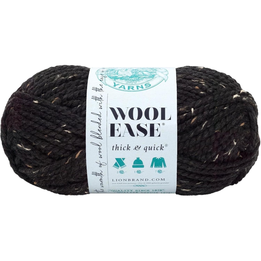 image:imageLion Brand Yarn WoolEase Thick amp Quick Yarn Celebration White 3 Pack Super Bulky Wool Acrylic Blend Fiber for Soft Hats Sweaters Chunky Blankets Yarn for Crochet Knitting Crafts WeavingObsidian