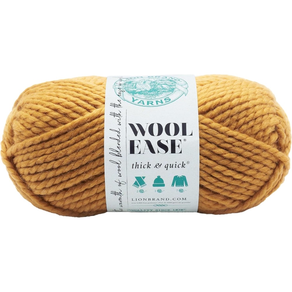 image:imageLion Brand Yarn WoolEase Thick and Quick Yarn Soft and Bulky Yarn for Knitting Crocheting and Crafting 3 Pack Abalone Super Bulky Wool Acrylic Blend Fiber for Soft Hats Sweaters Chunky Blankets Yarn for Crochet Knitting Crafts WeavingMustard
