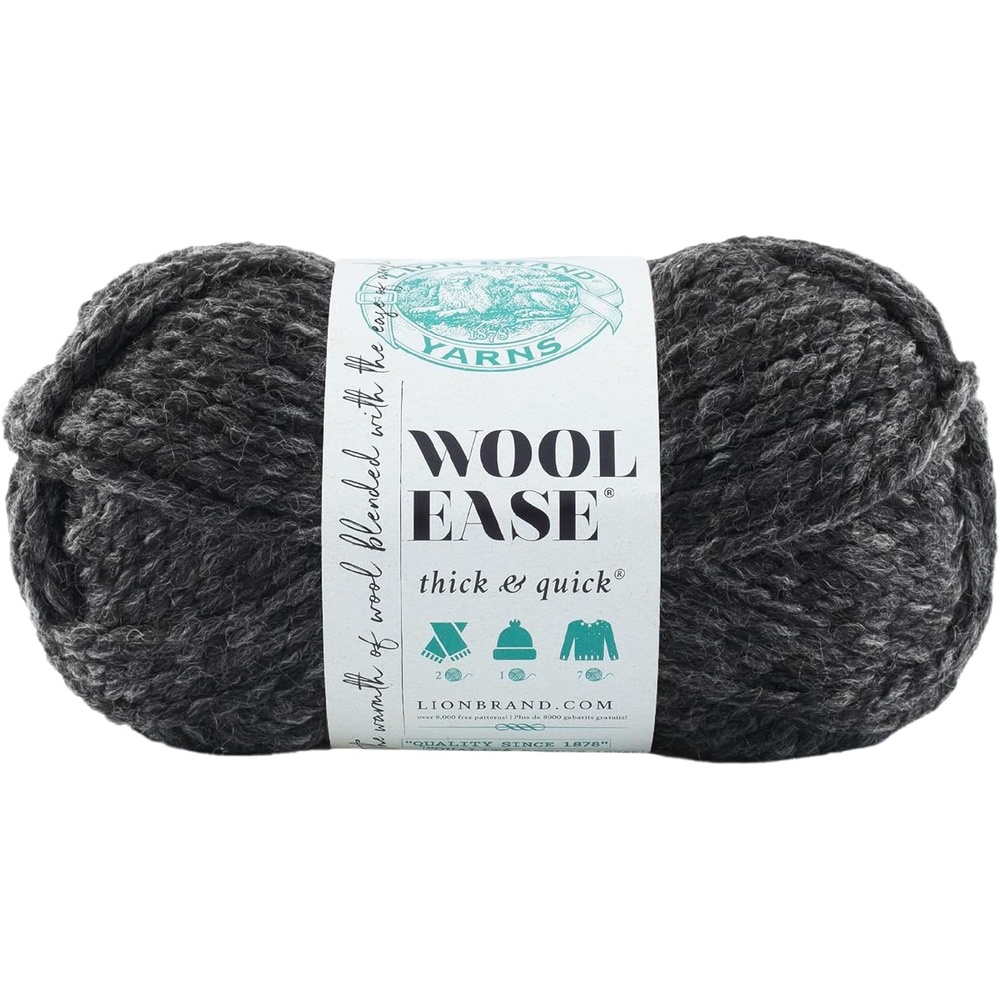 image:imageLion Brand Yarn WoolEase Thick and Quick Yarn Soft and Bulky Yarn for Knitting Crocheting and Crafting 3 Pack Abalone Super Bulky Wool Acrylic Blend Fiber for Soft Hats Sweaters Chunky Blankets Yarn for Crochet Knitting Crafts WeavingCharcoal