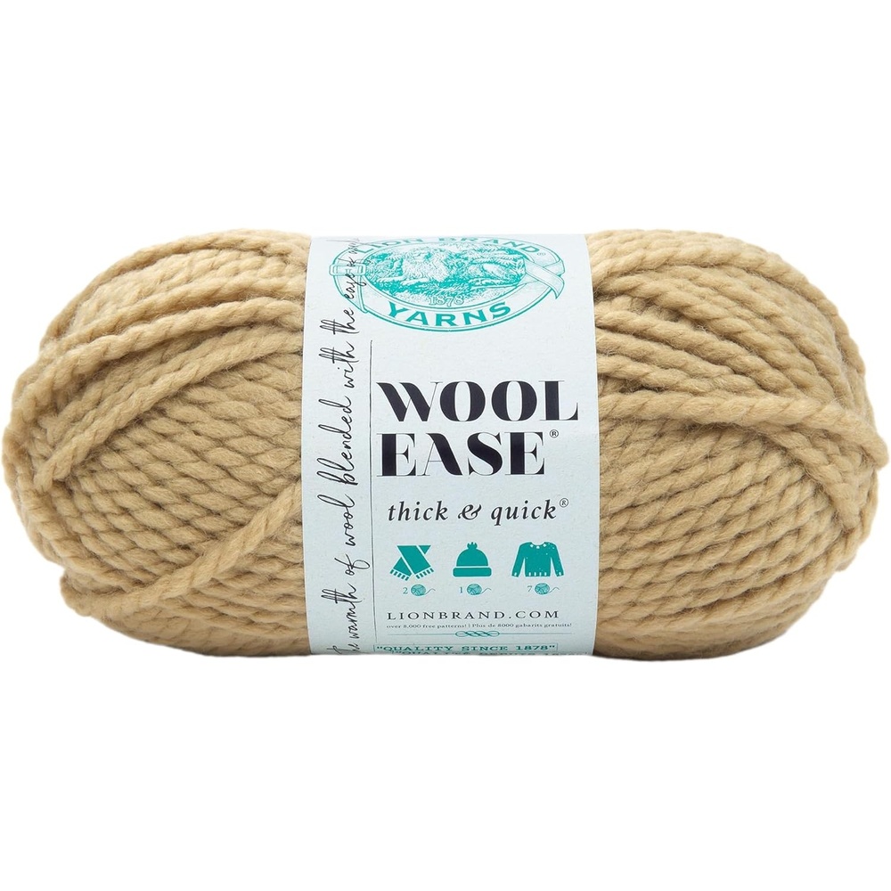image:imageLion Brand Yarn WoolEase Thick and Quick Yarn Soft and Bulky Yarn for Knitting Crocheting and Crafting 3 Pack Abalone Super Bulky Wool Acrylic Blend Fiber for Soft Hats Sweaters Chunky Blankets Yarn for Crochet Knitting Crafts WeavingPeanut