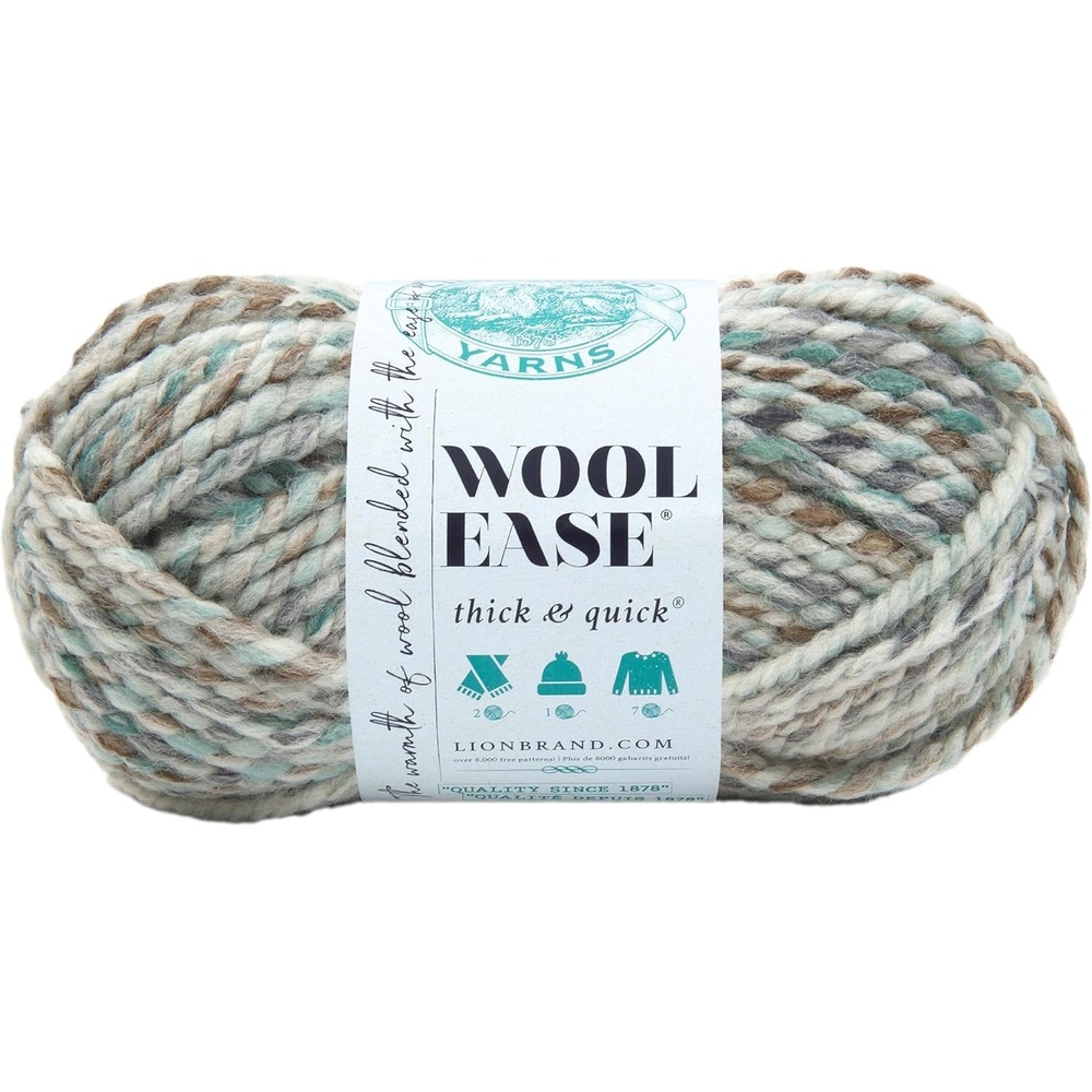 image:imageLion Brand Yarn WoolEase Thick and Quick Yarn Soft and Bulky Yarn for Knitting Crocheting and Crafting 3 Pack Abalone Super Bulky Wool Acrylic Blend Fiber for Soft Hats Sweaters Chunky Blankets Yarn for Crochet Knitting Crafts WeavingSeaglass