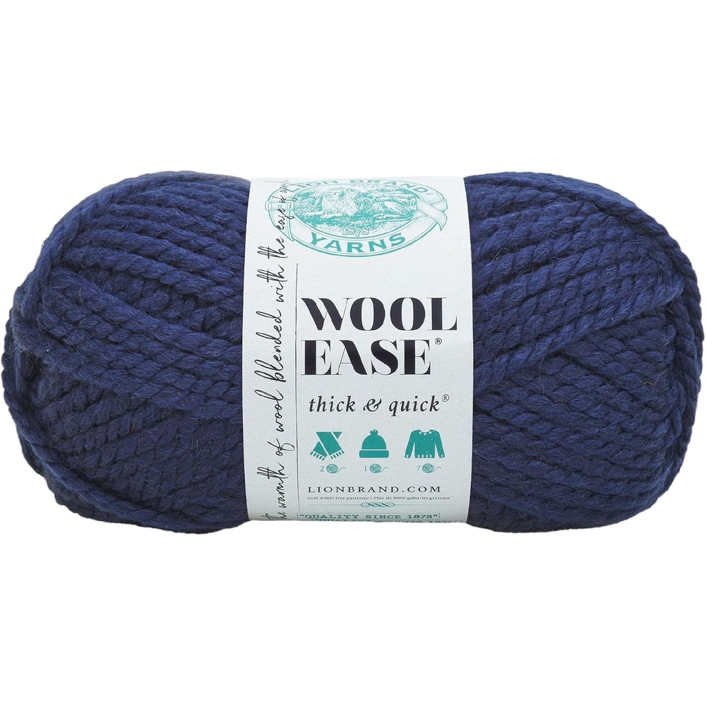 image:imageLion Brand Yarn WoolEase Thick and Quick Yarn Soft and Bulky Yarn for Knitting Crocheting and Crafting 3 Pack Abalone Super Bulky Wool Acrylic Blend Fiber for Soft Hats Sweaters Chunky Blankets Yarn for Crochet Knitting Crafts WeavingNavy