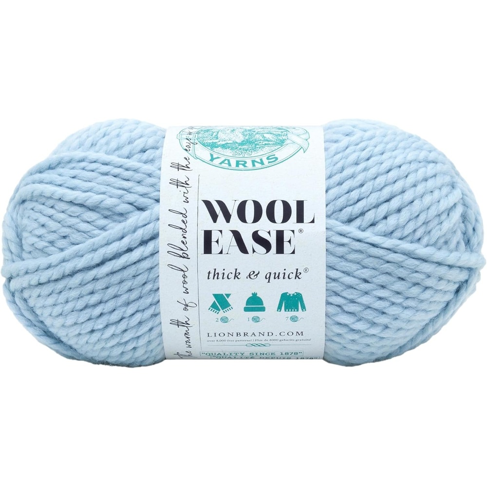 image:imageLion Brand Yarn WoolEase Thick and Quick Yarn Soft and Bulky Yarn for Knitting Crocheting and Crafting 3 Pack Abalone Super Bulky Wool Acrylic Blend Fiber for Soft Hats Sweaters Chunky Blankets Yarn for Crochet Knitting Crafts WeavingGlacier