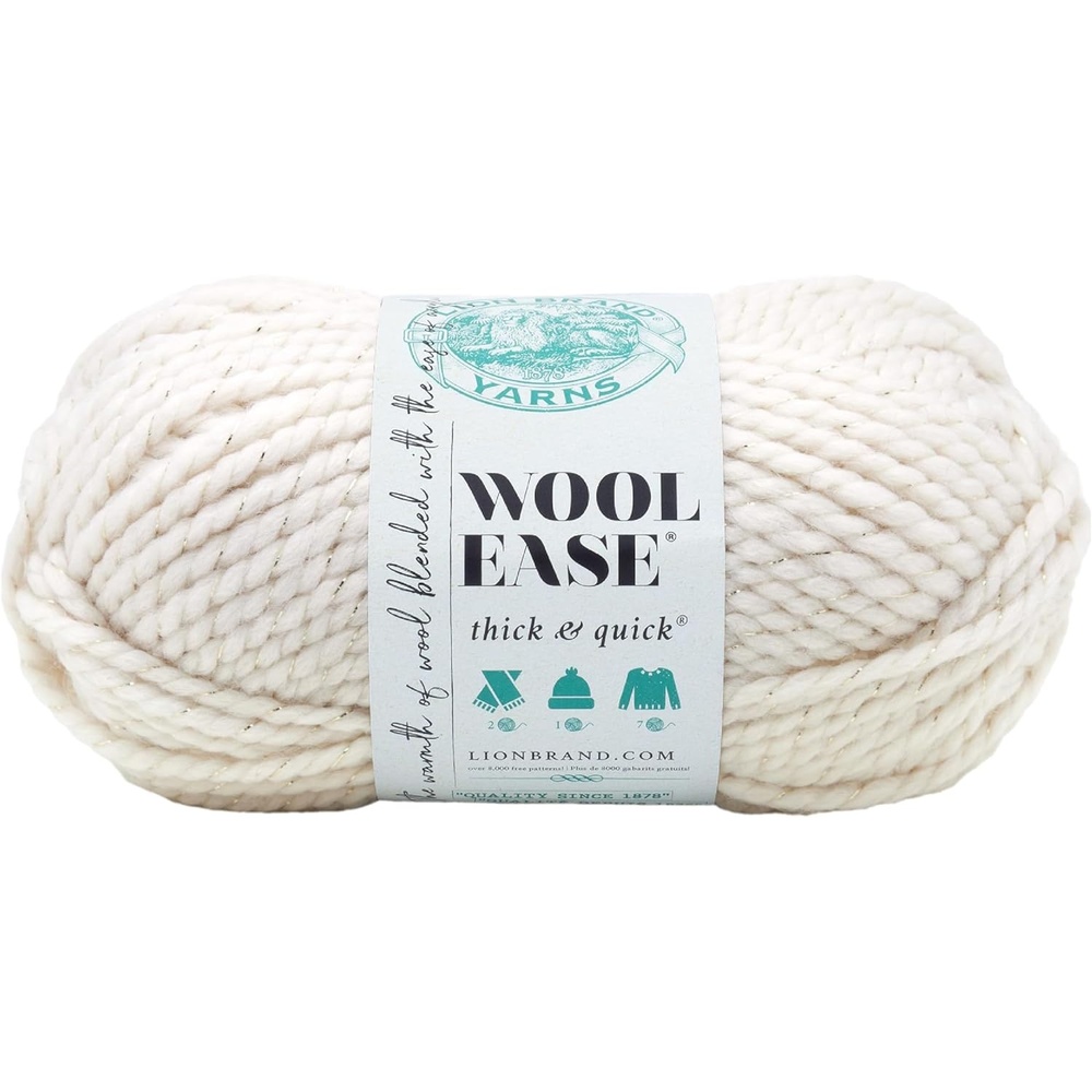 image:imageLion Brand Yarn WoolEase Thick and Quick Yarn Soft and Bulky Yarn for Knitting Crocheting and Crafting 3 Pack Abalone Super Bulky Wool Acrylic Blend Fiber for Soft Hats Sweaters Chunky Blankets Yarn for Crochet Knitting Crafts WeavingStarlight
