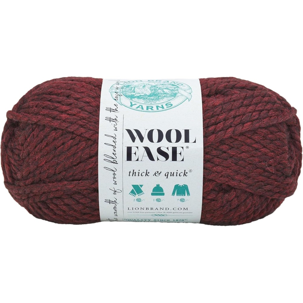 image:imageLion Brand Yarn WoolEase Thick and Quick Yarn Soft and Bulky Yarn for Knitting Crocheting and Crafting 3 Pack Abalone Super Bulky Wool Acrylic Blend Fiber for Soft Hats Sweaters Chunky Blankets Yarn for Crochet Knitting Crafts WeavingClaret