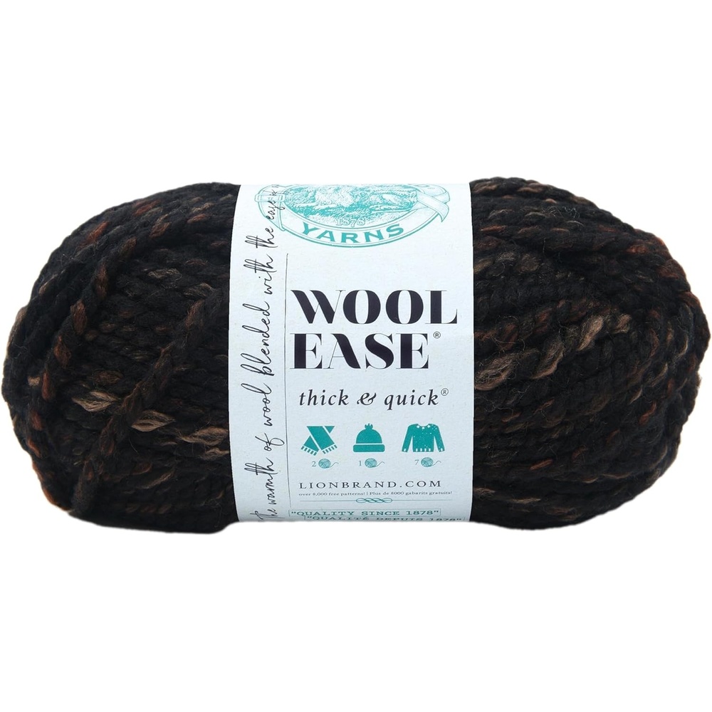 image:imageLion Brand Yarn WoolEase Thick and Quick Yarn Soft and Bulky Yarn for Knitting Crocheting and Crafting 3 Pack Abalone Super Bulky Wool Acrylic Blend Fiber for Soft Hats Sweaters Chunky Blankets Yarn for Crochet Knitting Crafts WeavingToasted Almond