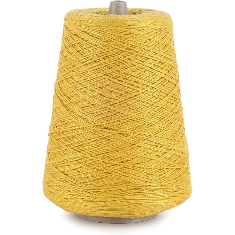 image:imageSilk City Fibers 52 Perle Mercerized Cotton Yarn for Machine Knitting Weaving and Crochet Hemp 1 Cone Designer Yarn for Premium Garments Delicate Shawls and Fingering Weight ProjectsSungold