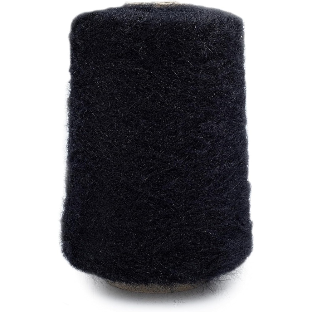 image:imageSilk City Fibers Furry Polyamide Yarn for Machine Knitting Weaving and Crochet Black 1 Cone Designer Fur Yarn for Premium Garments Soft Trims and Lace Weight ProjectsBlack