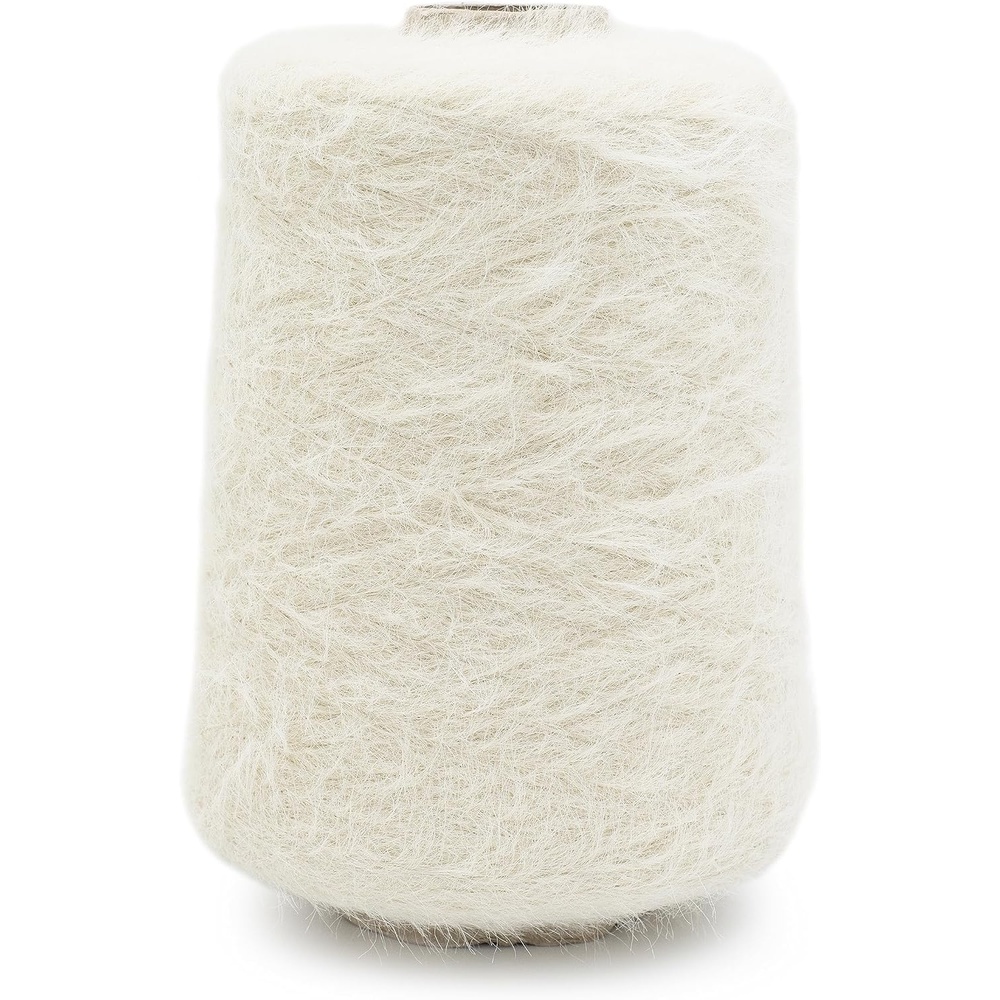 image:imageSilk City Fibers Furry Polyamide Yarn for Machine Knitting Weaving and Crochet Black 1 Cone Designer Fur Yarn for Premium Garments Soft Trims and Lace Weight ProjectsNatural