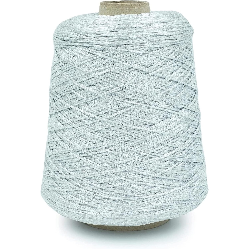 image:imageSilk City Fibers Galaxy Metallic Yarn for Machine Knitting Weaving and Crochet Sapphire 1 Cone Designer Yarn for Premium Garments Soft Shawls and Fine Weight ProjectsSilver