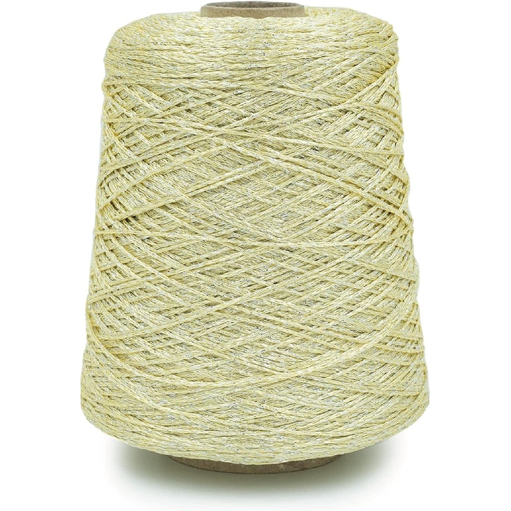 image:imageSilk City Fibers Galaxy Metallic Yarn for Machine Knitting Weaving and Crochet Sapphire 1 Cone Designer Yarn for Premium Garments Soft Shawls and Fine Weight ProjectsLight Gold