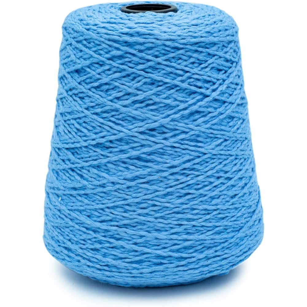 image:imageSilk City Fibers Softball Cotton Yarn for Machine Knitting Weaving and Crochet Blue Bonnet 1 Cone Designer Yarn for Premium Garments Soft Shawls and Textured BlanketsBlue Bonnet