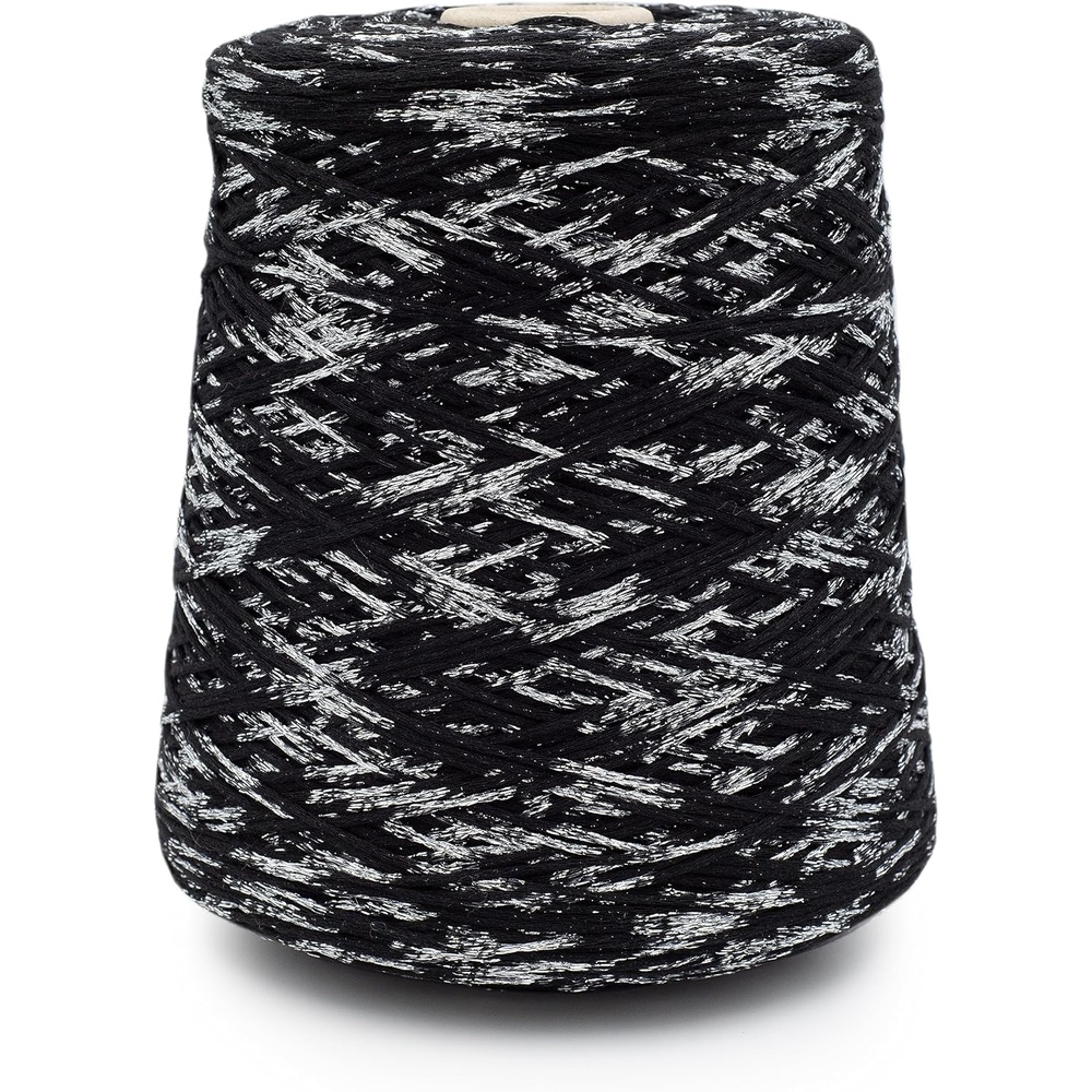 image:imageSilk City Fibers Spotlight Cotton Blend Yarn for Machine Knitting Weaving and Crochet Glacier 1 Cone Designer Tape Yarn for Premium Garments Metallic Accessories and Sport Weight ProjectsOnyx