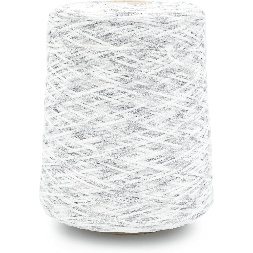 image:imageSilk City Fibers Spotlight Cotton Blend Yarn for Machine Knitting Weaving and Crochet Glacier 1 Cone Designer Tape Yarn for Premium Garments Metallic Accessories and Sport Weight ProjectsGlacier