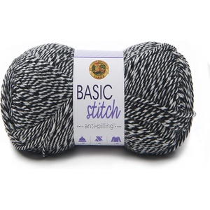 (1 Skein) Lion Brand Yarn Basic Stitch Anti Pilling Yarn, Fairview(Black/White)