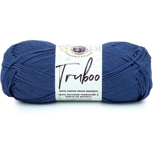 (1 Skein) Lion Brand Yarn Truboo Yarn, White(Navy)