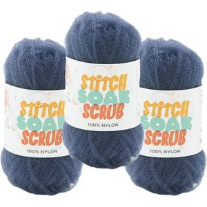 (3 Pack) Lion Brand Yarn Stitch Soak Scrub Nylon Yarn for Crafts, Graphite(Blue Indigo)
