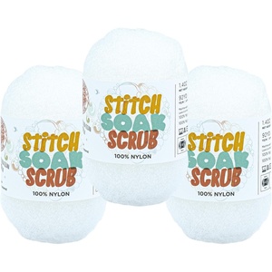 (3 Pack) Lion Brand Yarn Stitch Soak Scrub Nylon Yarn for Crafts, Graphite(Coconut Milk)