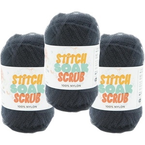 (3 Pack) Lion Brand Yarn Stitch Soak Scrub Nylon Yarn for Crafts, Graphite(Graphite)