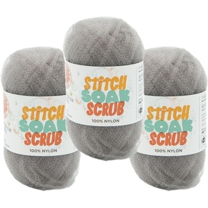 (3 Pack) Lion Brand Yarn Stitch Soak Scrub Nylon Yarn for Crafts, Graphite(Harbor Mist)