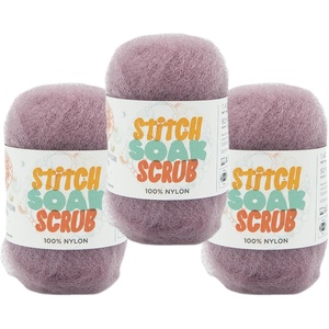 (3 Pack) Lion Brand Yarn Stitch Soak Scrub Nylon Yarn for Crafts, Graphite(Lilac)
