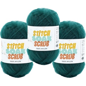 (3 Pack) Lion Brand Yarn Stitch Soak Scrub Nylon Yarn for Crafts, Graphite(QUETZAL GREEN)