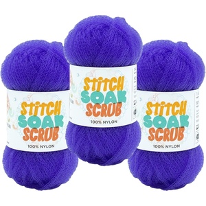 (3 Pack) Lion Brand Yarn Stitch Soak Scrub Nylon Yarn for Crafts, Graphite(Sapphire)