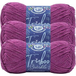 (3 Pack) Lion Brand Yarn Truboo Sparkle Bamboo Yarn, Plum