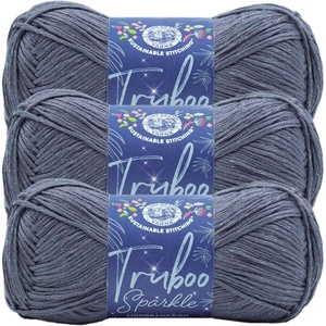 (3 Pack) Lion Brand Yarn Truboo Sparkle Bamboo Yarn, Thunder