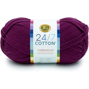 Lion Brand 24/7 Cotton Yarn, Yarn for Knitting, Crocheting, and Crafts, Amber, 3 Pack | Light Worsted 100% Mercerized Cotton Yarn for Crochet, Knitting, Craft, 185 Yards of Natural Fiber for Tees, Bags, Dishcloths(Beets)