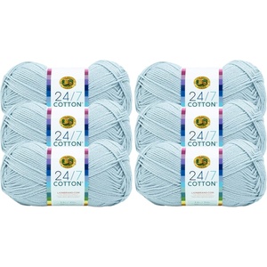 Lion Brand 24/7 Cotton Yarn, Yarn for Knitting, Crocheting, and Crafts, Amber, 3 Pack | Light Worsted 100% Mercerized Cotton Yarn for Crochet, Knitting, Craft, 185 Yards of Natural Fiber for Tees, Bags, Dishcloths(كوول جريه)