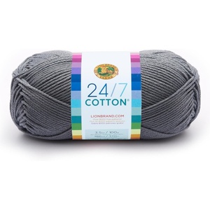 Lion Brand 24/7 Cotton Yarn, Yarn for Knitting, Crocheting, and Crafts, Amber, 3 Pack | Light Worsted 100% Mercerized Cotton Yarn for Crochet, Knitting, Craft, 185 Yards of Natural Fiber for Tees, Bags, Dishcloths(Silver)