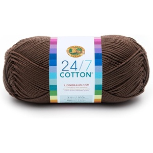 Lion Brand 24/7 Cotton Yarn, Yarn for Knitting, Crocheting, and Crafts, Amber, 3 Pack | Light Worsted 100% Mercerized Cotton Yarn for Crochet, Knitting, Craft, 185 Yards of Natural Fiber for Tees, Bags, Dishcloths(Café Au Lait)