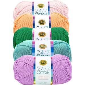 Lion Brand 24/7 Cotton Yarn, Yarn for Knitting, Crocheting, and Crafts, Amber, 3 Pack | Light Worsted 100% Mercerized Cotton Yarn for Crochet, Knitting, Craft, 185 Yards of Natural Fiber for Tees, Bags, Dishcloths(Spring)