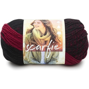 Lion Brand Yarn (1 Skein) Scarfie Bulky Yarn, Pink/Silver(Cranberry/Black)