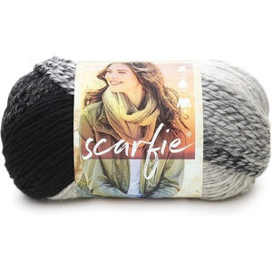 Lion Brand Yarn (1 Skein) Scarfie Bulky Yarn, Pink/Silver(Cream/Black)