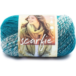 Lion Brand Yarn (1 Skein) Scarfie Bulky Yarn, Pink/Silver(Cream/Teal)