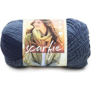 Lion Brand Yarn (1 Skein) Scarfie Bulky Yarn, Pink/Silver(Denim/Navy)