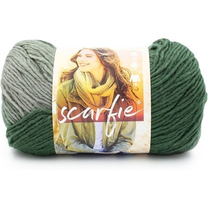 Lion Brand Yarn (1 Skein) Scarfie Bulky Yarn, Pink/Silver(Evergreen/Pearl Grey)