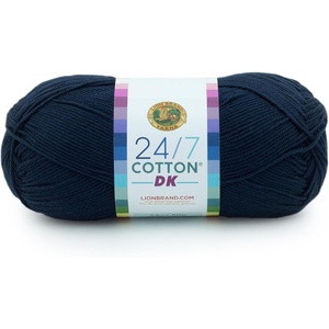 Lion Brand Yarn, 24/7 Cotton DK Crochet Yarn, Azul, Denim Blue, 3 Pack | Cotton Yarn for Knitting, Crochet, Crafts, Light Weight Fiber for Bags, Blankets, Soft Shawls, Summer Hats, Baby Clothes(Nightshade)