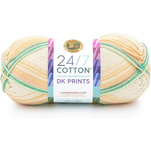 Lion Brand Yarn 24/7 Cotton DK Prints Lightweight Yarn for Crochet, Knitting, Crafts, Flamingo, Cream with Multicolor Stripes, 1 Pack, Natural Fiber for Soft Shawls, Light Blankets, Summer Projects | Cotton Yarn for Knitting, Crochet, Crafts, Light Weight Fiber for Bags, Blankets, Soft Shawls, Summer Hats, Baby Clothes(Spring)