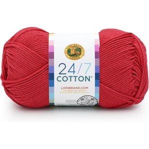 Lion Brand Yarn, 24/7 Cotton Yarn, Amber, Golden Brown, 1 Pack | Light Worsted 100% Mercerized Cotton Yarn for Crochet, Knitting, Craft, 185 Yards of Natural Fiber for Tees, Bags, Dishcloths(Cherry Pop)