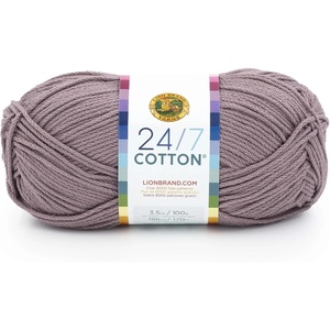 Lion Brand Yarn, 24/7 Cotton Yarn, Amber, Golden Brown, 1 Pack | Light Worsted 100% Mercerized Cotton Yarn for Crochet, Knitting, Craft, 185 Yards of Natural Fiber for Tees, Bags, Dishcloths(Vintage Lilac)