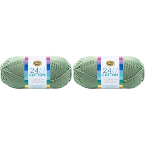 Lion Brand Yarn, 24/7 Cotton Yarn, Amber, Golden Brown, 1 Pack | Light Worsted 100% Mercerized Cotton Yarn for Crochet, Knitting, Craft, 185 Yards of Natural Fiber for Tees, Bags, Dishcloths(Hortelã)