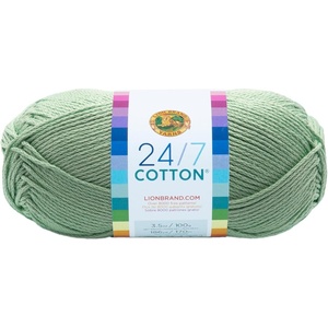 Lion Brand Yarn, 24/7 Cotton Yarn, Lilac, Purple, 1 Pack | Light Worsted 100% Mercerized Cotton Yarn for Crochet, Knitting, Craft, 185 Yards of Natural Fiber for Tees, Bags, Dishcloths(Mint)