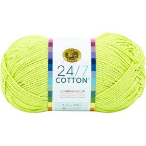 Lion Brand Yarn, 24/7 Cotton Yarn, Tangerine, Orange, 1 Pack | Light Worsted 100% Mercerized Cotton Yarn for Crochet, Knitting, Craft, 185 Yards of Natural Fiber for Tees, Bags, Dishcloths(Lime)