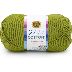 Lion Brand Yarn, 24/7 Cotton Yarn, Tangerine, Orange, 1 Pack | Light Worsted 100% Mercerized Cotton Yarn for Crochet, Knitting, Craft, 185 Yards of Natural Fiber for Tees, Bags, Dishcloths(Granny Smith)