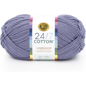 Lion Brand Yarn, 24/7 Cotton Yarn, Tangerine, Orange, 1 Pack | Light Worsted 100% Mercerized Cotton Yarn for Crochet, Knitting, Craft, 185 Yards of Natural Fiber for Tees, Bags, Dishcloths(Blue Grey)