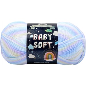 Lion Brand Yarn, Baby Soft Crochet Yarn, White Pompadour, Shiny, 1 Pack | Light DK Acyrlic Nylon Blend Fiber for Soft Baby Blankets, Knit Garments, Crochet Hats, Machine Washable Yarn(Pastel Print)