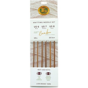 Lion Brand Yarn Bamboo Knitting Needle Set, Straight Wood Needles for DK, Medium, Worsted Yarn, Sizes 6-7-8